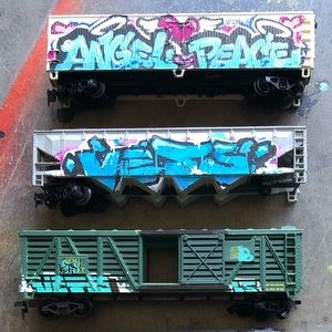 HO Scale Train Box Car with Custom Graffiti